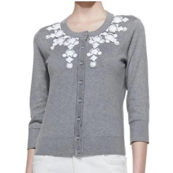 Kate Spade Sweaters Embellished Cardigan in Gray - Picture 1 of 8